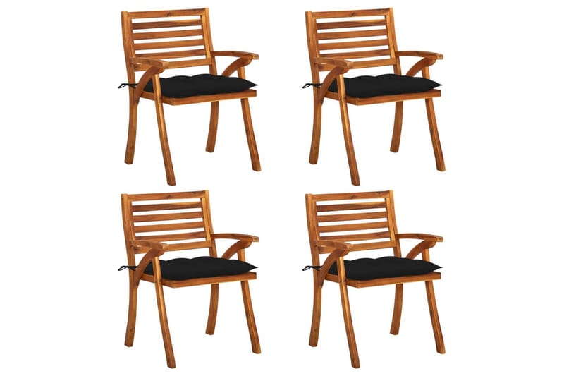 havestole 4 stk. med hynder massivt akacietræ - Brun - Havemøbler - Balkon - Balkonmøbler - Altanstole