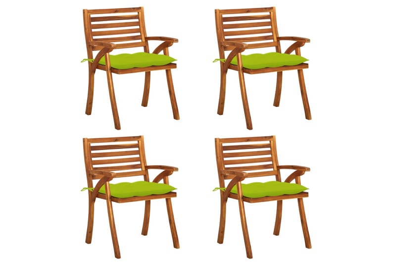 havestole 4 stk. med hynder massivt akacietræ - Brun - Havemøbler - Balkon - Balkonmøbler - Altanstole