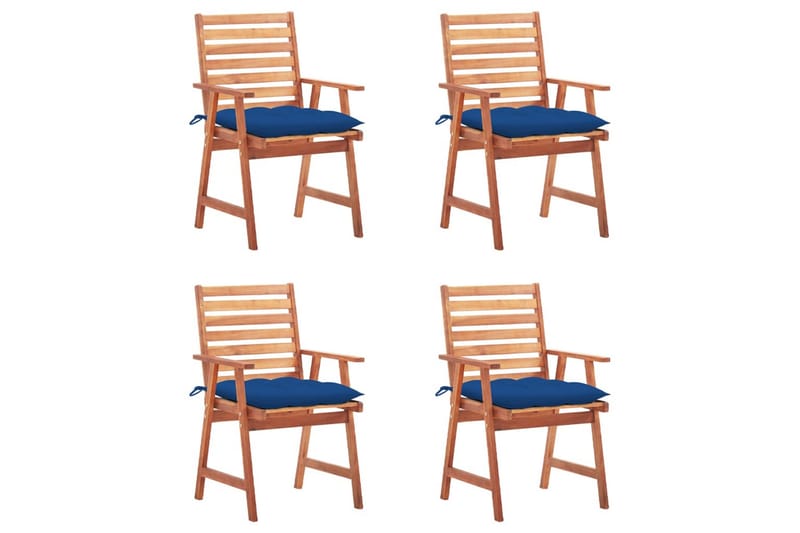 havestole 4 stk. med hynder massivt akacietræ - Brun - Spisebordsstole udendørs - Altanstole