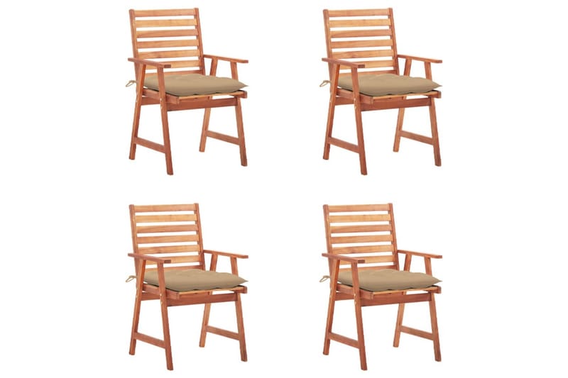 havestole 4 stk. med hynder massivt akacietræ - Brun - Havemøbler - Balkon - Balkonmøbler - Altanstole