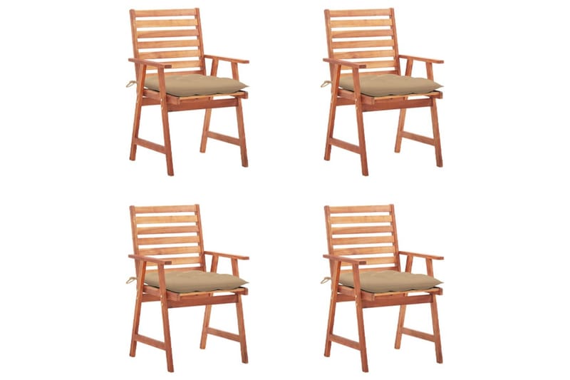 havestole 4 stk. med hynder massivt akacietræ - Brun - Spisebordsstole udendørs - Altanstole