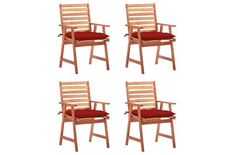 havestole 4 stk. med hynder massivt akacietræ - Brun - Havemøbler - Balkon - Balkonmøbler - Altanstole