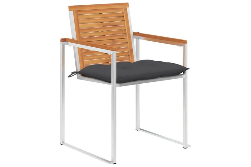 havestole 4 stk. med hynder massivt akacietræ - Brun - Havemøbler - Balkon - Balkonmøbler - Altanstole