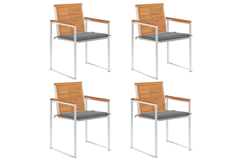 havestole 4 stk. med hynder massivt akacietræ - Brun - Havemøbler - Balkon - Balkonmøbler - Altanstole