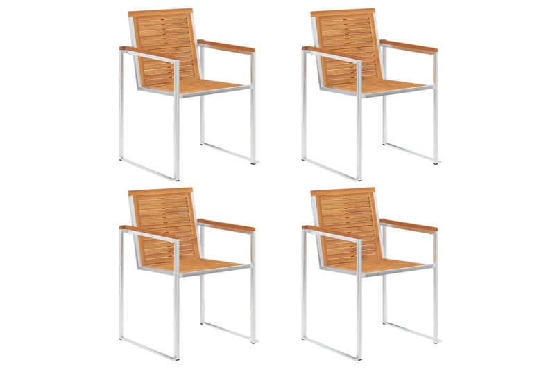 havestole 4 stk. med hynder massivt akacietræ - Brun - Havemøbler - Balkon - Balkonmøbler - Altanstole