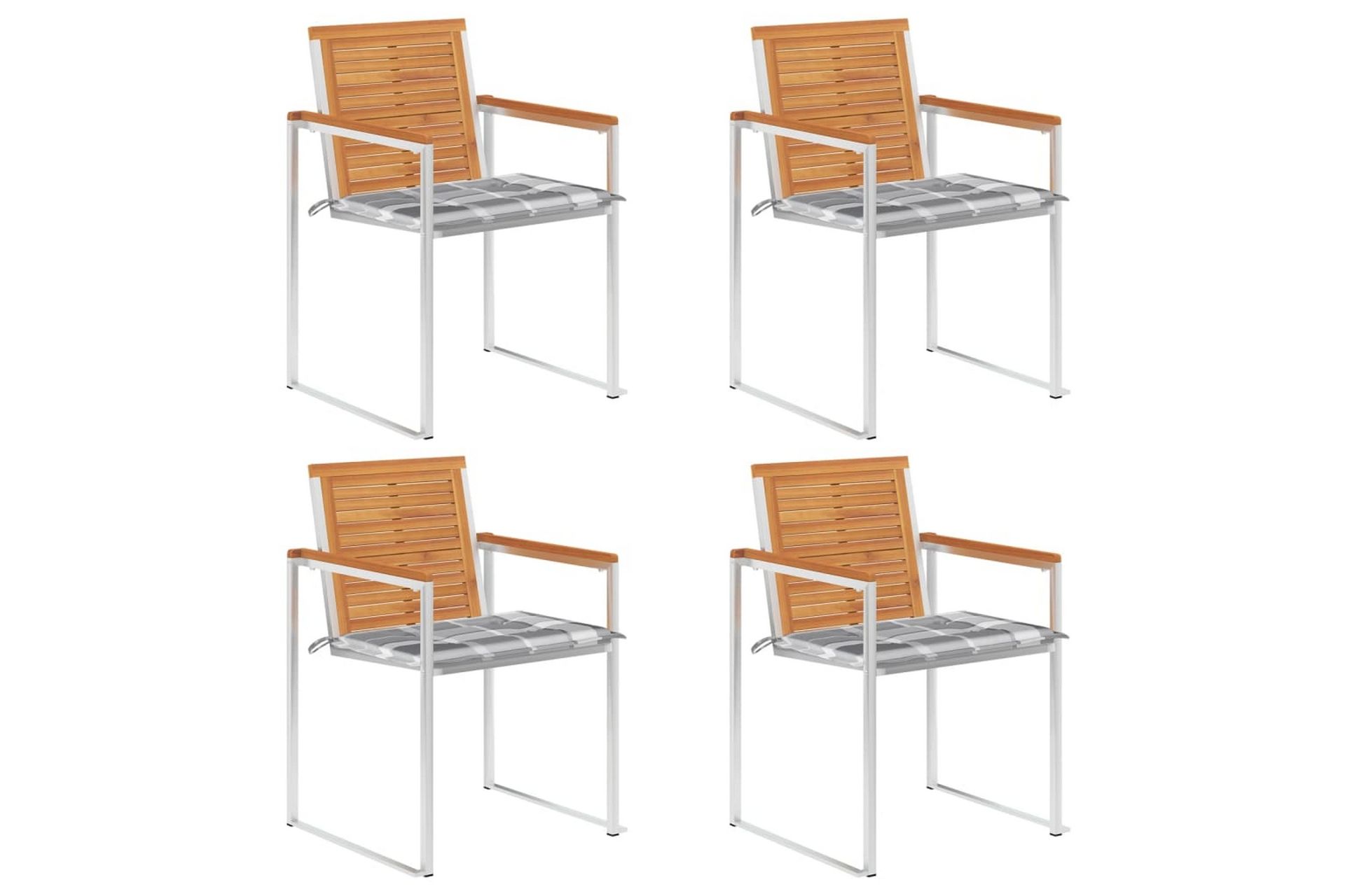 havestole 4 stk. med hynder massivt akacietræ - Brun - Havemøbler - Balkon - Balkonmøbler - Altanstole
