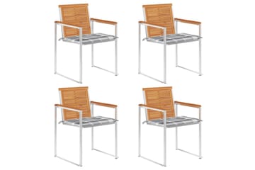 havestole 4 stk. med hynder massivt akacietræ - Brun - Havemøbler - Balkon - Balkonmøbler - Altanstole