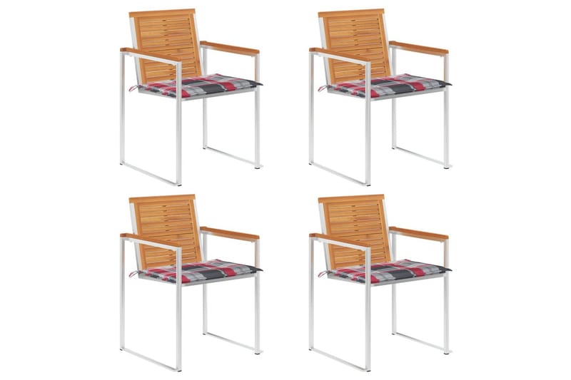havestole 4 stk. med hynder massivt akacietræ - Brun - Havemøbler - Balkon - Balkonmøbler - Altanstole