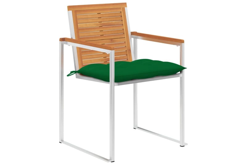 havestole 4 stk. med hynder massivt akacietræ - Grøn - Havemøbler - Balkon - Balkonmøbler - Altanstole
