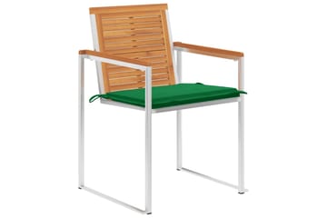 havestole 4 stk. med hynder massivt akacietræ - Grøn - Havemøbler - Balkon - Balkonmøbler - Altanstole