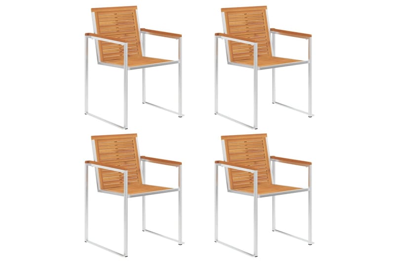 havestole 4 stk. med hynder massivt akacietræ - Rød - Havemøbler - Balkon - Balkonmøbler - Altanstole