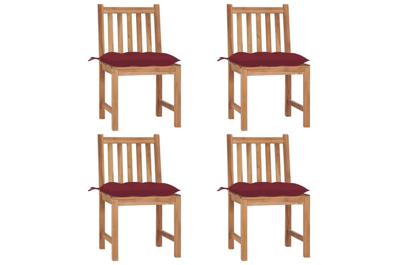 havestole 4 stk. med hynder massivt teaktræ - Brun - Havemøbler - Balkon - Balkonmøbler - Altanstole