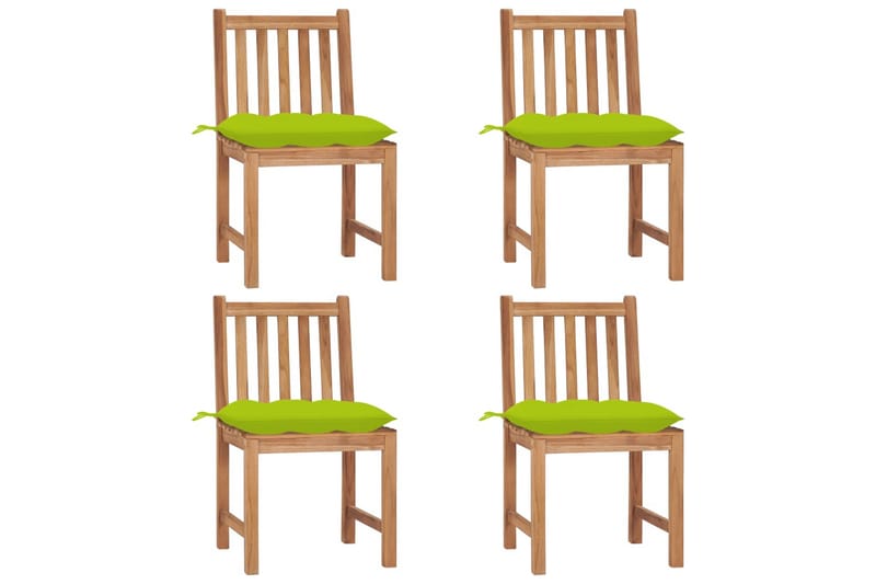 havestole 4 stk. med hynder massivt teaktræ - Brun - Spisebordsstole udendørs - Altanstole