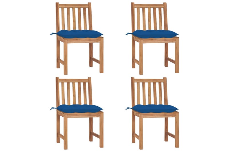 havestole 4 stk. med hynder massivt teaktræ - Brun - Havemøbler - Balkon - Balkonmøbler - Altanstole