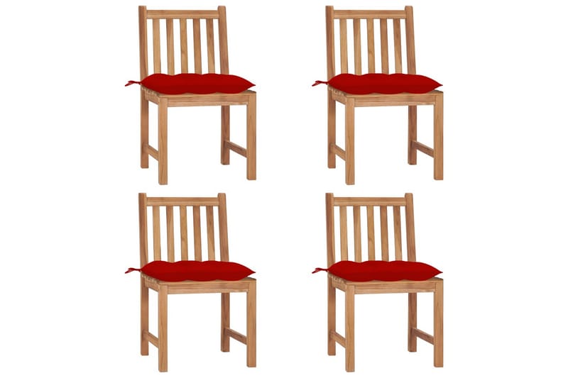 havestole 4 stk. med hynder massivt teaktræ - Brun - Havemøbler - Balkon - Balkonmøbler - Altanstole