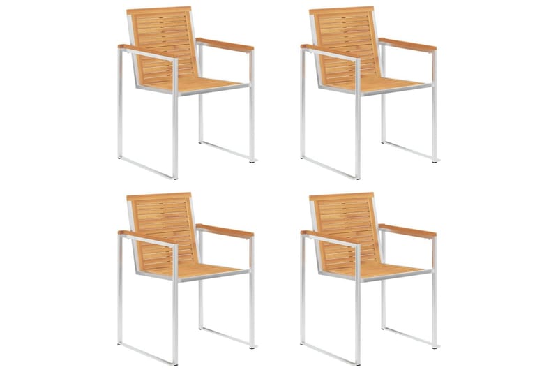 havestole 4 stk. med hynder massivt teaktræ - Brun - Havemøbler - Balkon - Balkonmøbler - Altanstole