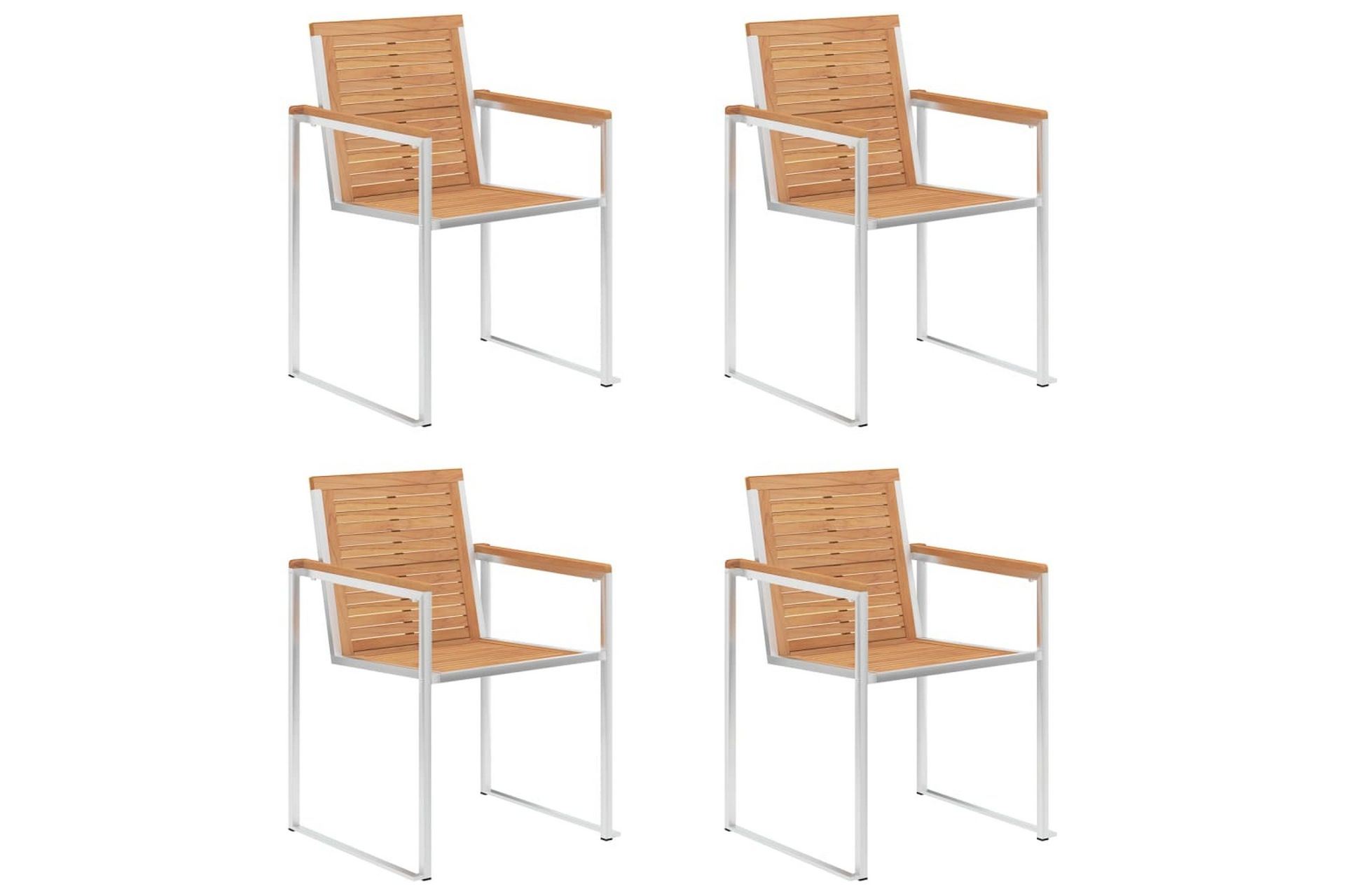havestole 4 stk. med hynder massivt teaktræ - Brun - Havemøbler - Balkon - Balkonmøbler - Altanstole