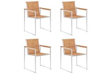 havestole 4 stk. med hynder massivt teaktræ - Brun - Havemøbler - Balkon - Balkonmøbler - Altanstole
