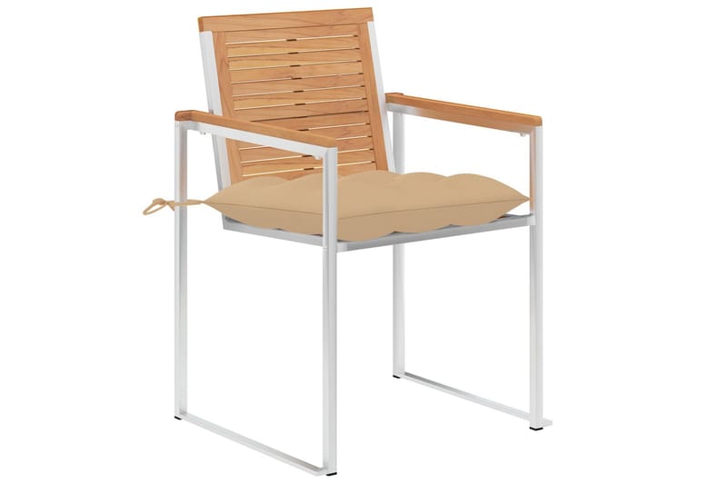 havestole 4 stk. med hynder massivt teaktræ - Brun - Havemøbler - Balkon - Balkonmøbler - Altanstole