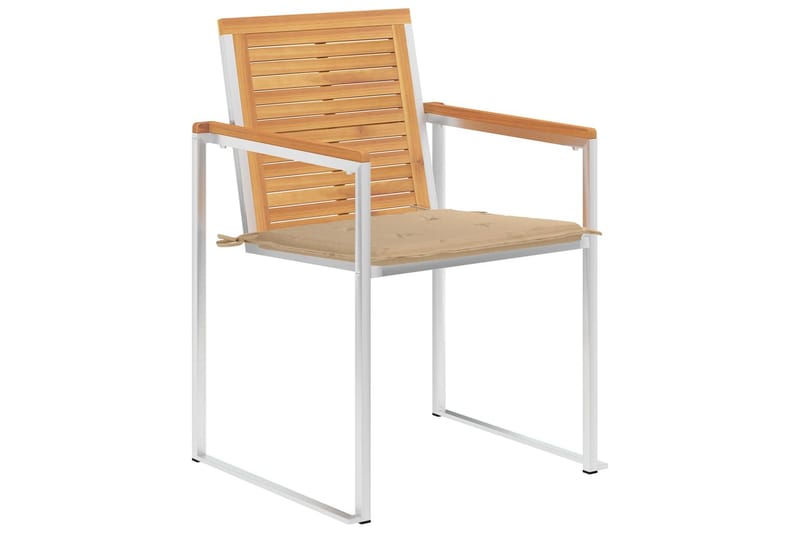 havestole 4 stk. med hynder massivt teaktræ - Brun - Havemøbler - Balkon - Balkonmøbler - Altanstole