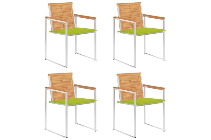 havestole 4 stk. med hynder massivt teaktræ - Brun - Havemøbler - Balkon - Balkonmøbler - Altanstole