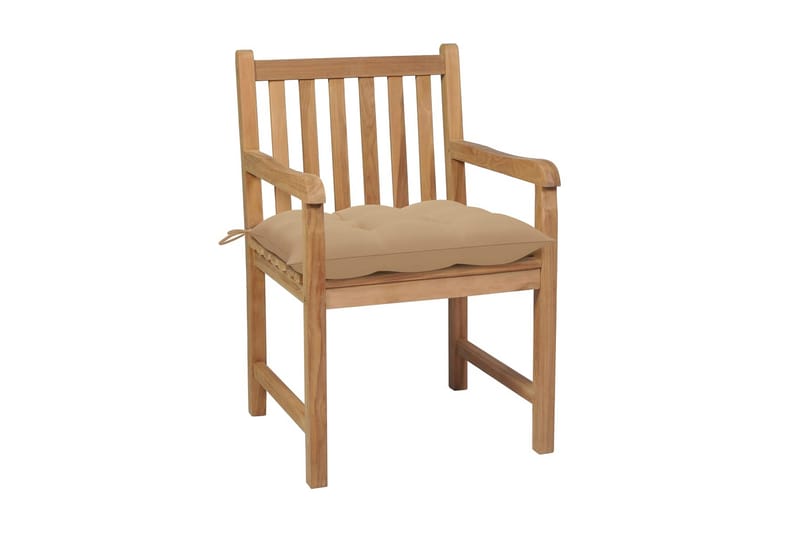 havestole 6 stk. med beige hynder massivt teaktræ - Brun - Havemøbler - Balkon - Balkonmøbler - Altanstole