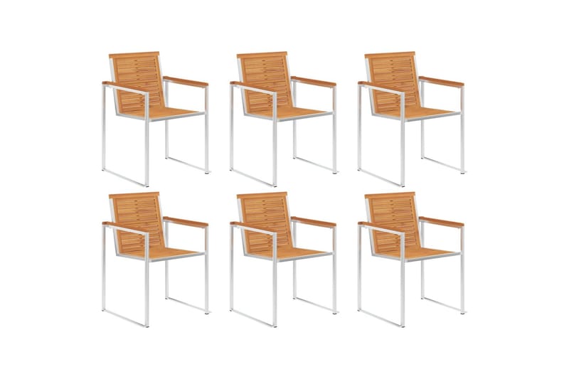 havestole 6 stk. med hynder massivt akacietræ - Beige - Havemøbler - Balkon - Balkonmøbler - Altanstole
