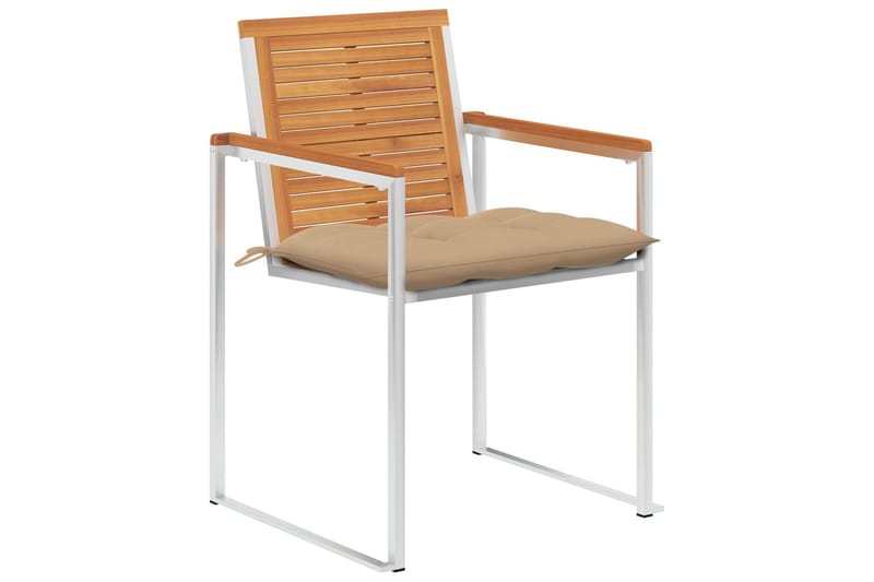 havestole 6 stk. med hynder massivt akacietræ - Beige - Havemøbler - Balkon - Balkonmøbler - Altanstole