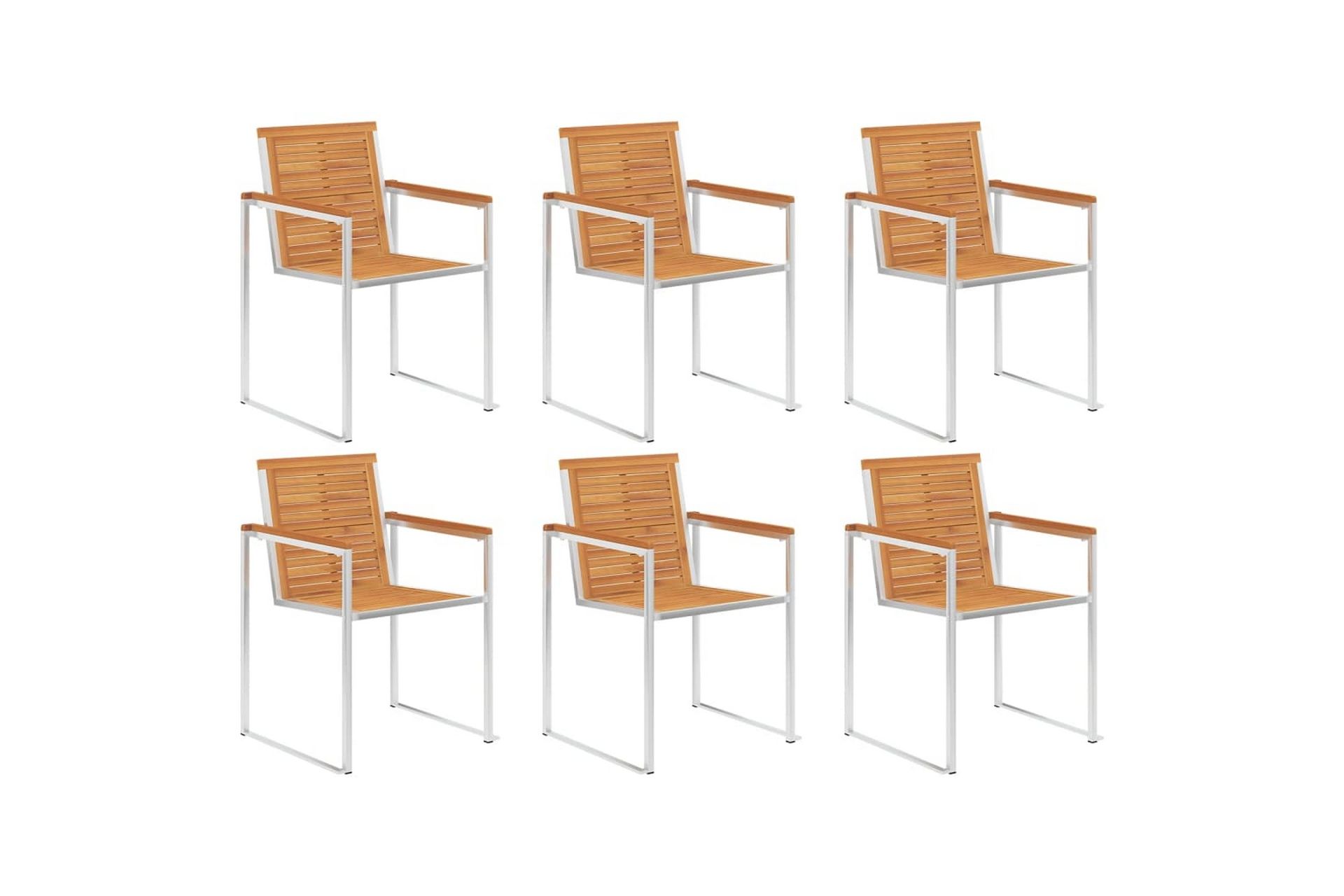 havestole 6 stk. med hynder massivt akacietræ - Beige - Havemøbler - Balkon - Balkonmøbler - Altanstole