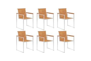 havestole 6 stk. med hynder massivt akacietræ - Beige - Havemøbler - Balkon - Balkonmøbler - Altanstole