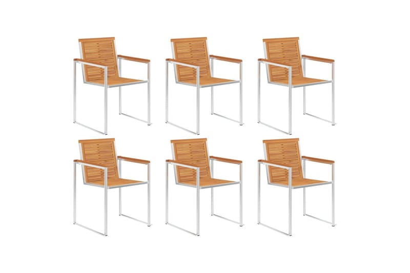 havestole 6 stk. med hynder massivt akacietræ - Beige - Havemøbler - Balkon - Balkonmøbler - Altanstole