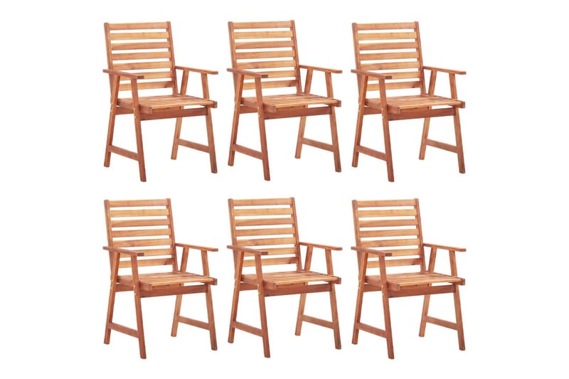 havestole 6 stk. med hynder massivt akacietræ - Brun - Havemøbler - Balkon - Balkonmøbler - Altanstole