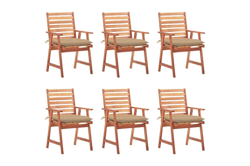havestole 6 stk. med hynder massivt akacietræ - Brun - Havemøbler - Balkon - Balkonmøbler - Altanstole