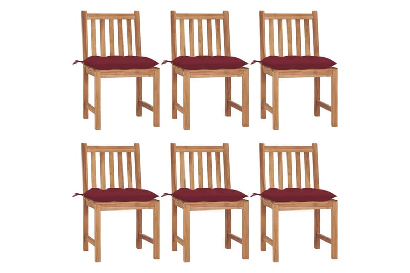 havestole 6 stk. med hynder massivt teaktræ - Brun - Havemøbler - Balkon - Balkonmøbler - Altanstole