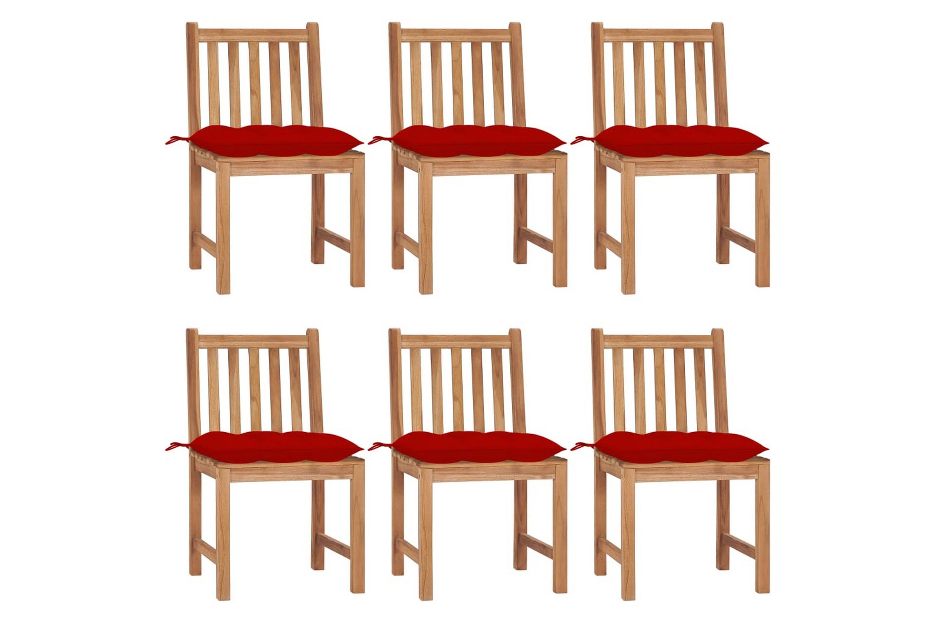 havestole 6 stk. med hynder massivt teaktræ - Brun - Havemøbler - Balkon - Balkonmøbler - Altanstole