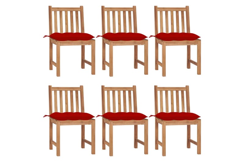 havestole 6 stk. med hynder massivt teaktræ - Brun - Havemøbler - Balkon - Balkonmøbler - Altanstole