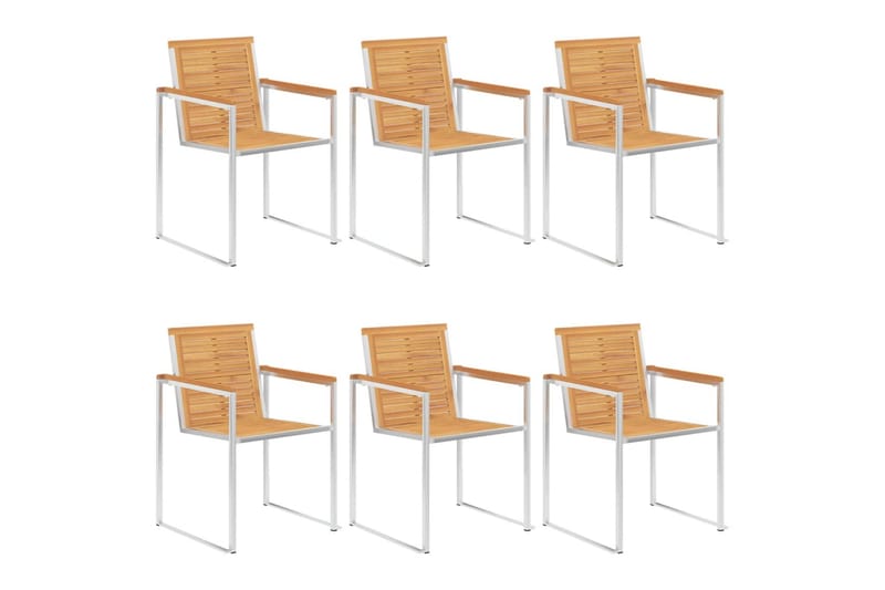havestole 6 stk. med hynder massivt teaktræ - Brun - Havemøbler - Balkon - Balkonmøbler - Altanstole