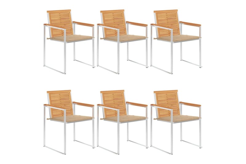 havestole 6 stk. med hynder massivt teaktræ - Brun - Havemøbler - Balkon - Balkonmøbler - Altanstole