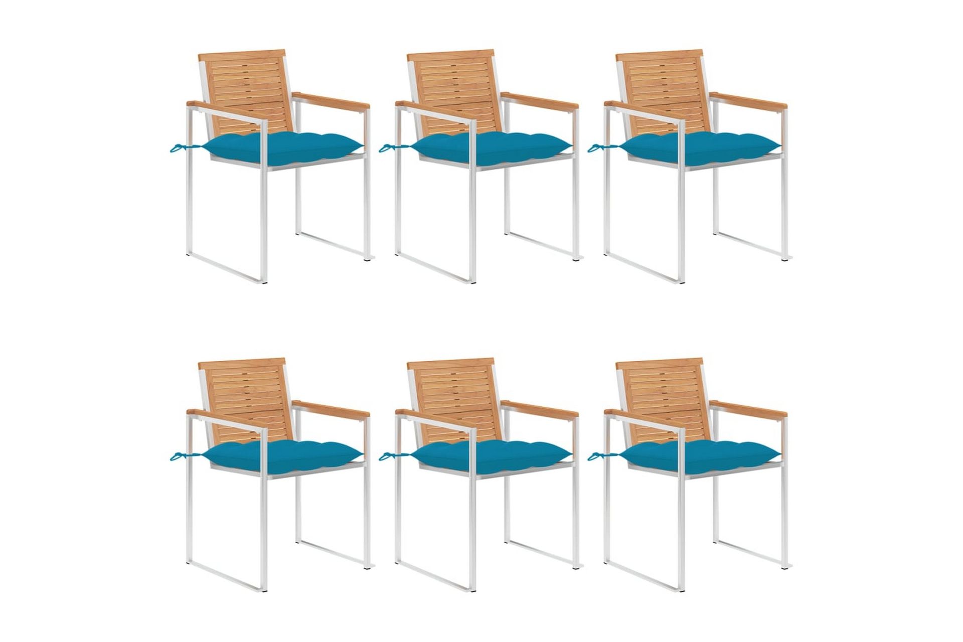 havestole 6 stk. med hynder massivt teaktræ - Brun - Havemøbler - Balkon - Balkonmøbler - Altanstole