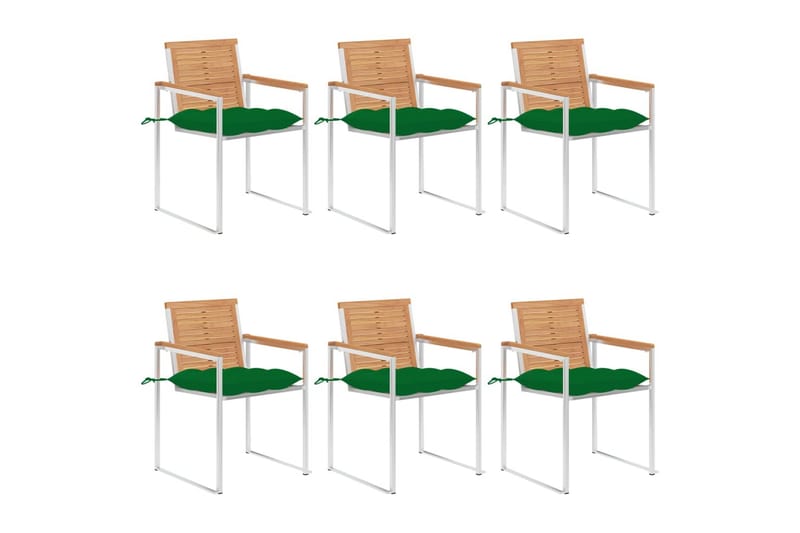havestole 6 stk. med hynder massivt teaktræ - Brun - Havemøbler - Balkon - Balkonmøbler - Altanstole
