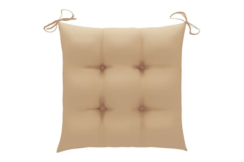 havestole 8 stk. med beige hynder massivt teaktræ - Brun - Havemøbler - Balkon - Balkonmøbler - Altanstole