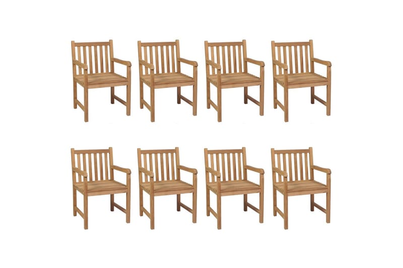 havestole 8 stk. med beige hynder massivt teaktræ - Brun - Havemøbler - Balkon - Balkonmøbler - Altanstole