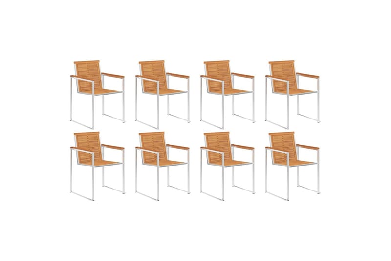havestole 8 stk. med hynder massivt akacietræ - Beige - Havemøbler - Balkon - Balkonmøbler - Altanstole