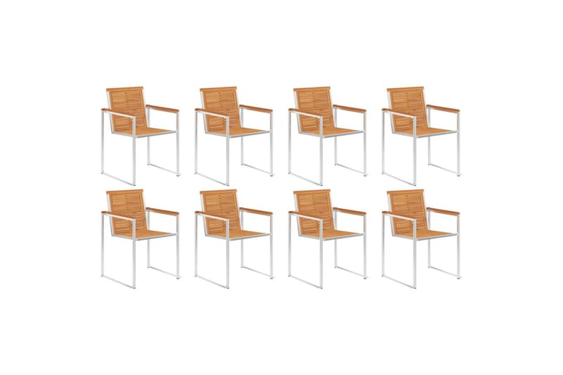 havestole 8 stk. med hynder massivt akacietræ - Beige - Havemøbler - Balkon - Balkonmøbler - Altanstole