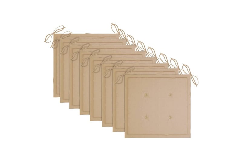 havestole 8 stk. med hynder massivt akacietræ - Beige - Havemøbler - Balkon - Balkonmøbler - Altanstole