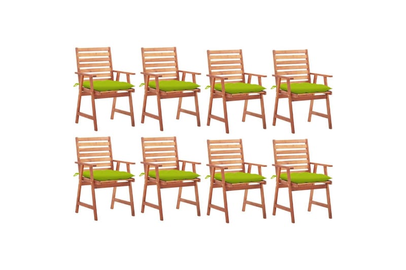 havestole 8 stk. med hynder massivt akacietræ - Brun - Havemøbler - Balkon - Balkonmøbler - Altanstole