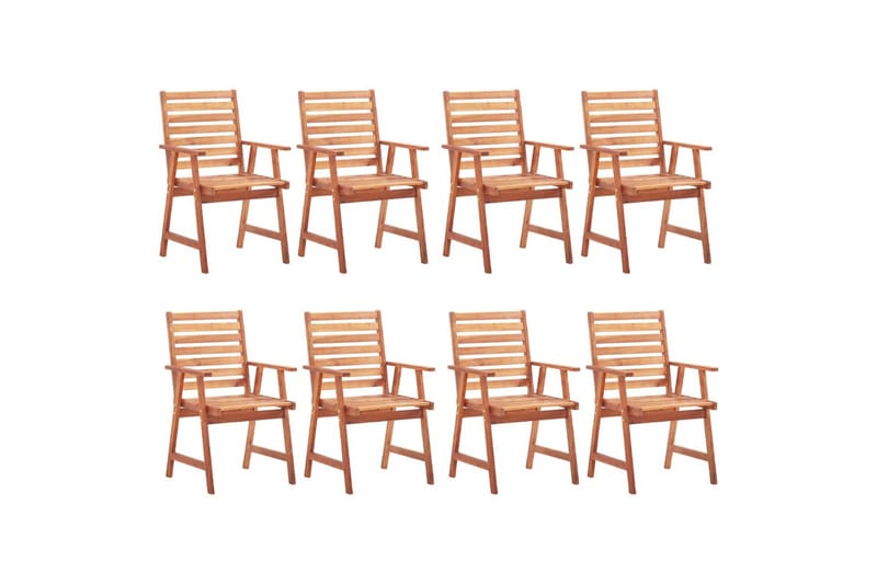 havestole 8 stk. med hynder massivt akacietræ - Brun - Havemøbler - Balkon - Balkonmøbler - Altanstole