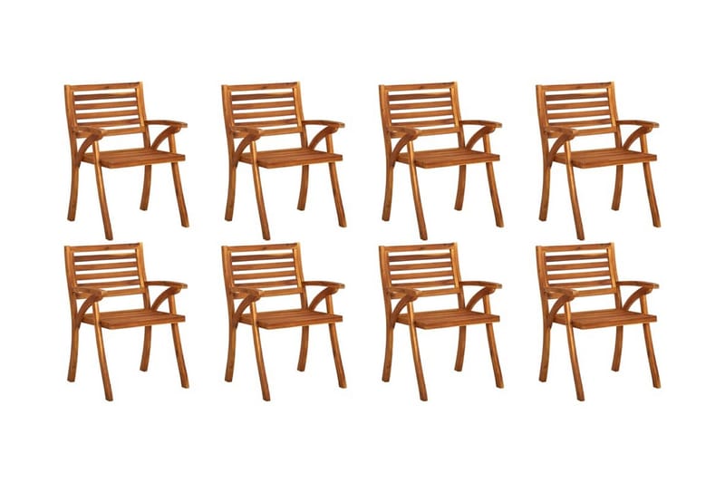 havestole 8 stk. med hynder massivt akacietræ - Brun - Havemøbler - Balkon - Balkonmøbler - Altanstole