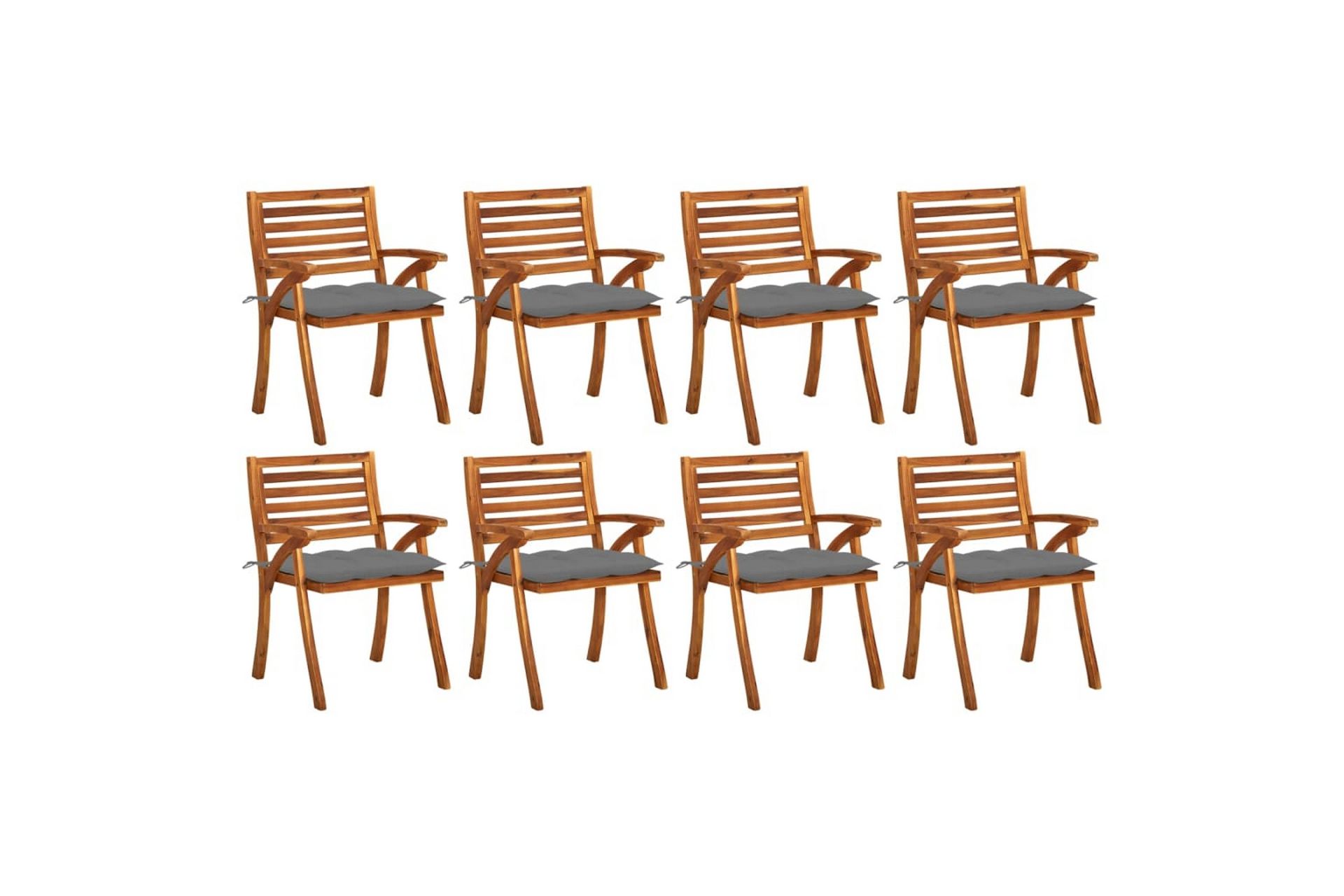 havestole 8 stk. med hynder massivt akacietræ - Brun - Havemøbler - Balkon - Balkonmøbler - Altanstole