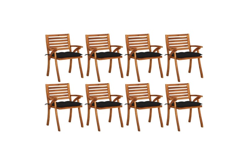 havestole 8 stk. med hynder massivt akacietræ - Brun - Havemøbler - Balkon - Balkonmøbler - Altanstole